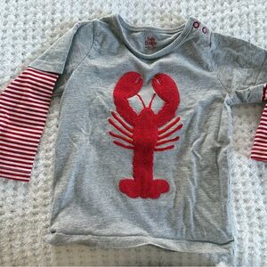 Mini Boden Gray Long Sleeve Shirt with Red Lobster